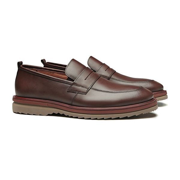 SAPATO LOAFER MASCULINO CASUAL EM COURO MARROM - 0... - SERGIO`S