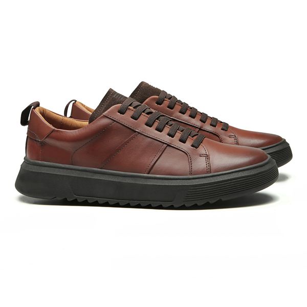 TÊNIS MASCULINO CASUAL EM COURO MARROM - 0049 5022... - SERGIO`S
