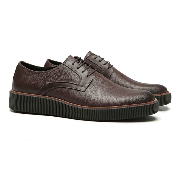 SAPATO DERBY MASCULINO CASUAL EM COURO MARROM - 00... - SERGIO`S