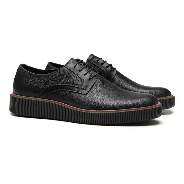 SAPATO DERBY MASCULINO CASUAL EM COURO PRETO - 004... - SERGIO`S