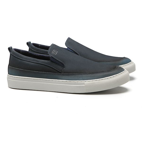 SLIP-ON MASCULINO CASUAL EM COURO AZUL - 0129 1825... - SERGIO`S