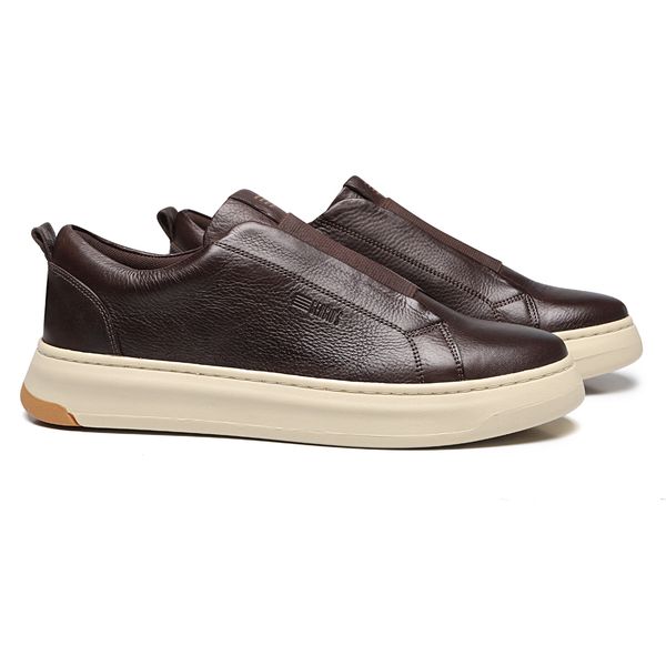 TÊNIS MASCULINO CASUAL EM COURO MARROM - 0023 0521... - SERGIO`S