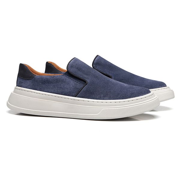 SLIP-ON MASCULINO CASUAL EM COURO AZUL - 0129 2800... - SERGIO`S