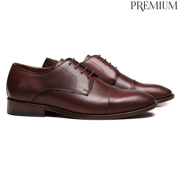 SAPATO DERBY MASCULINO SOCIAL EM COURO MARROM COM ... - SERGIO`S