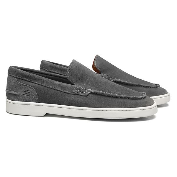 SAPATO MOCASSIM MASCULINO CASUAL EM COURO CINZA - ... - SERGIO`S