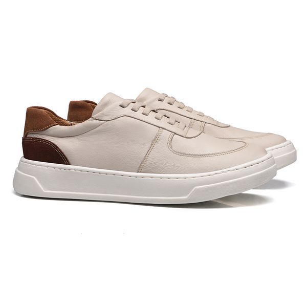TÊNIS MASCULINO CASUAL EM COURO BRANCO - 0129 2308... - SERGIO`S