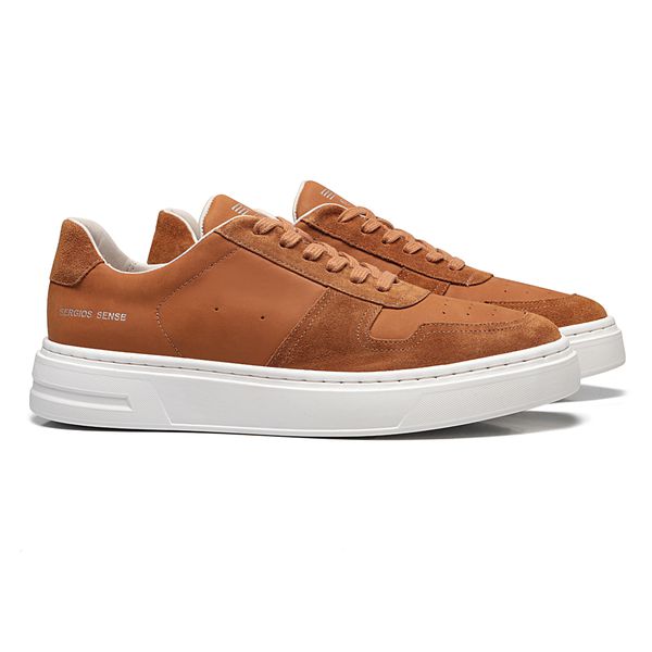 TÊNIS DOMENICO MASCULINO CASUAL EM COURO MARROM CO... - SERGIO`S