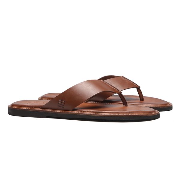 CHINELO MASCULINA EM COURO MARROM - 0043 215 SKAR ... - SERGIO`S
