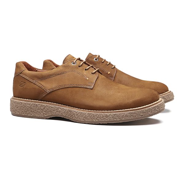 SAPATO DERBY MASCULINO CASUAL EM COURO MARROM - 01... - SERGIO`S