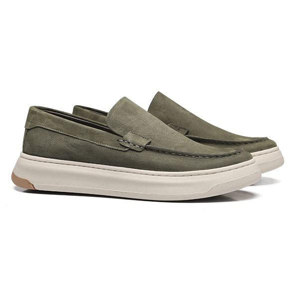 SAPATO MOCASSIM MASCULINO CASUAL EM COURO VERDE - ... - SERGIO`S