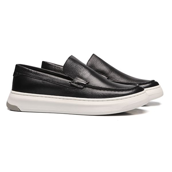 SAPATO MOCASSIM MASCULINO CASUAL EM COURO PRETO - ... - SERGIO`S