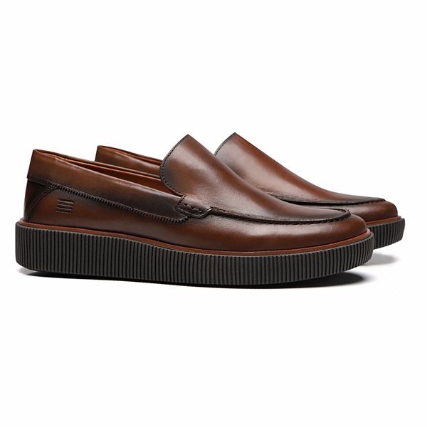 SAPATO MOCASSIM MASCULINO CASUAL EM COURO MARROM ... - SERGIO`S