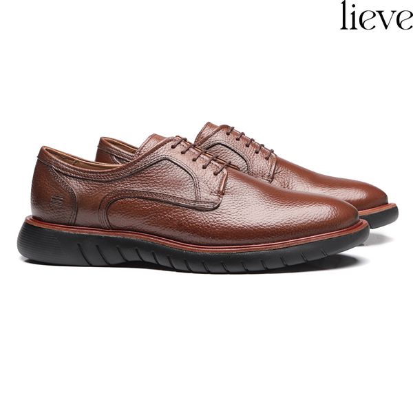 SAPATO DERBY MASCULINO CASUAL EM COURO MARROM - 00... - SERGIO`S