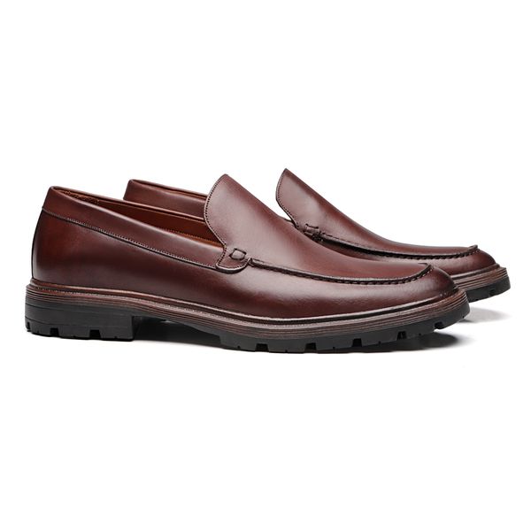 SAPATO MOCASSIM MASCULINO CASUAL EM COURO MARROM -... - SERGIO`S