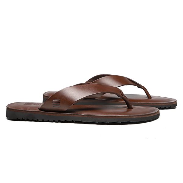 CHINELO MASCULINO CASUAL EM COURO MARROM - 0043 11... - SERGIO`S