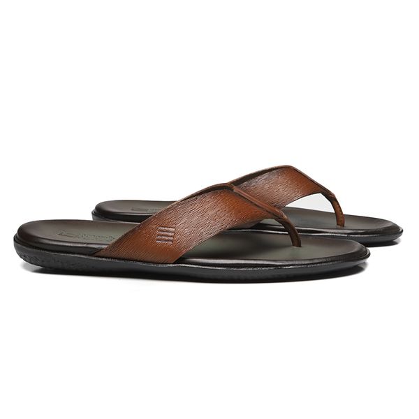 CHINELO MASCULINO CASUAL EM COURO MARROM - 0043 78... - SERGIO`S