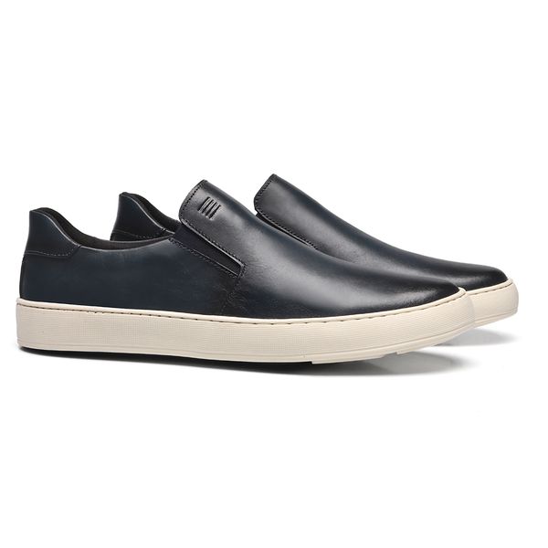SLIP-ON MASCULINO CASUAL EM COURO AZUL - 0129 1850... - SERGIO`S