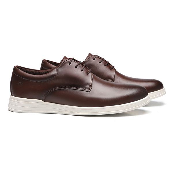 SAPATO DERBY MASCULINO CASUAL EM COURO MARROM - 0... - SERGIO`S