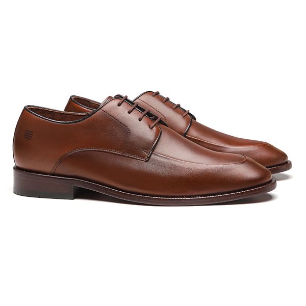 SAPATO DERBY MASCULINO SOCIAL EM COURO MARROM COM ... - SERGIO`S