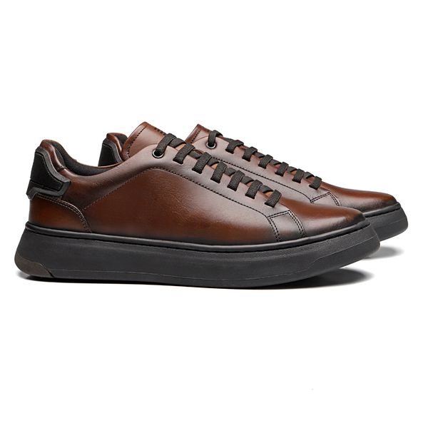 TÊNIS MASCULINO CASUAL EM COURO MARROM - 0023 051... - SERGIO`S