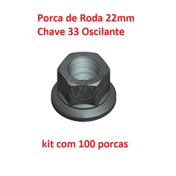 kit 100 Porcas de Roda Carreta 22mm CH33 Oscilante Alta 2902205