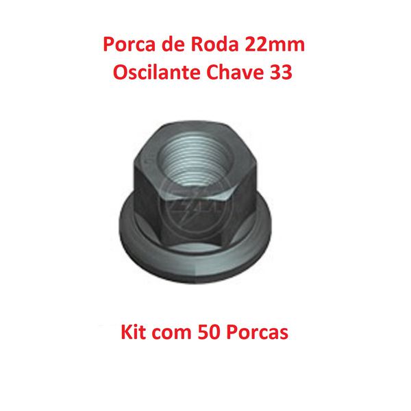 kit 50 Porcas de Roda 22mm CH33 Oscilante Alta 2902205