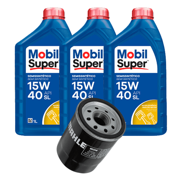 Kit Troca de Óleo 15w40 Mobil Semi-Sintético Uno Palio Fiorino Strada Siena Punto Novo Uno Doblo Motor Fiat Fire 1.0 1.4 8v