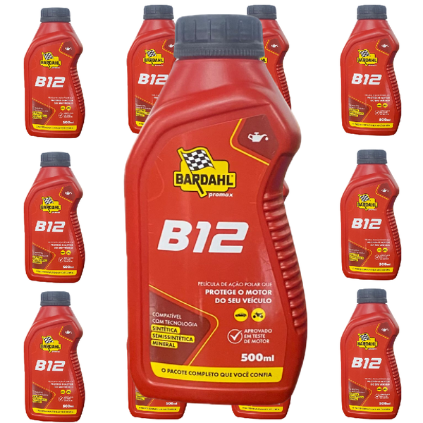 Kit 12 Aditivos para Óleo Motor Carros Bardahl B12 Plus Gasolina Álcool GNV 500ml