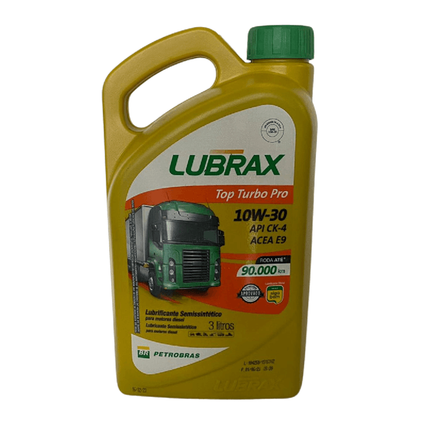 Oleo Lubrificante Motor 10W30 API CK4 Lubrax Top Turbo Pro Semi Sintético Galão 3 Lts