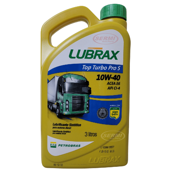 Óleo Motor Diesel 10w40 Lubrax Top Turbo Pro S Sintetico 3 Litros