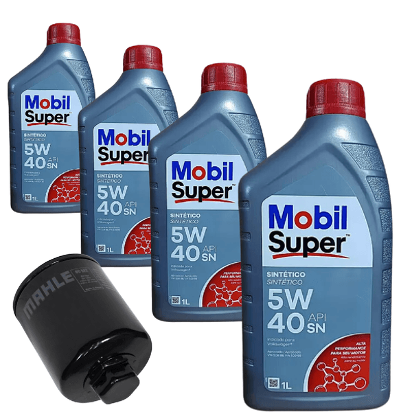 Kit Troca de Óleo 5w40 Sintético Mobil Original Gol Voyage Saveiro Fox G5 G6 G7 1.0 1.6 8v Motor EA111 Power