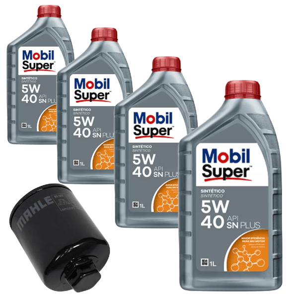 Kit Troca de Óleo 5W40 MOBIL X3 Linha Gol Voyage Saveiro Fox G5 G6 G7 Motor 1.0 1.6