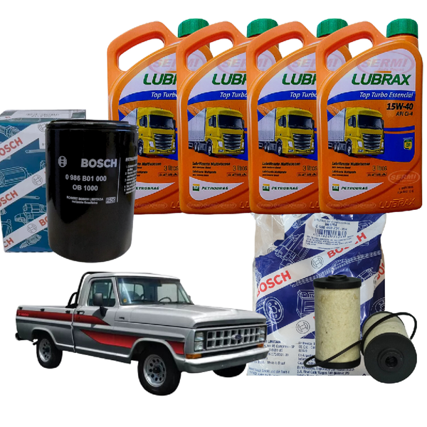 Kit Troca de Óleo com Filtro Ford F1000 Lubrax 15w40 Motor MWM D229/4 até ano 1991
