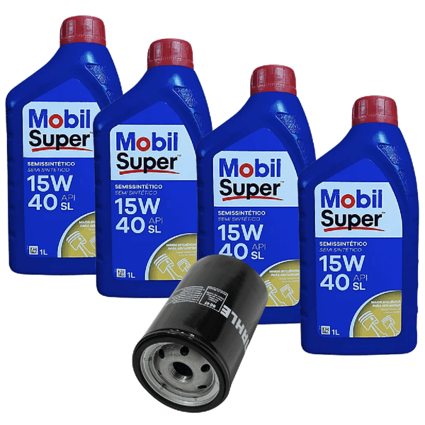 Kit Troca de Óleo Mobil 15w40 Gol Voyage Parati Saveiro Santana Motor AP 1.6 1.8 2.0