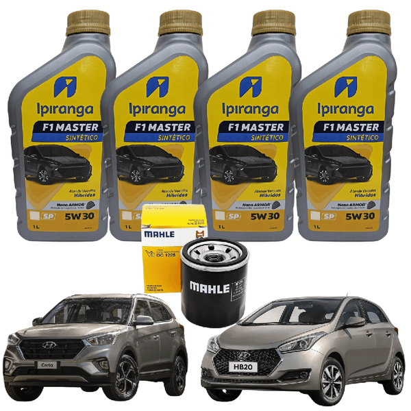 Kit Troca Óleo 5w30 Ipiranga Hyundai HB20 1.0 2016/ Creta 1.6 12v Turbo 2021/ 