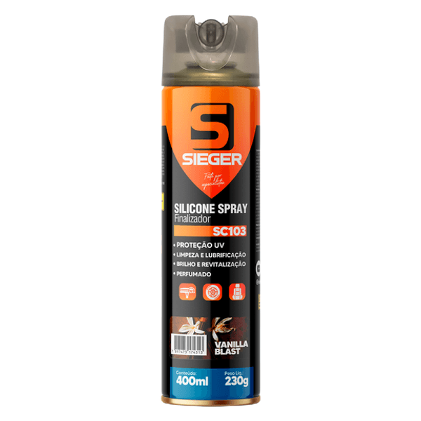 Silicone Perfumado Vanilla Blast Sieger Proteção UV Painel Borrachas 400ml Spray