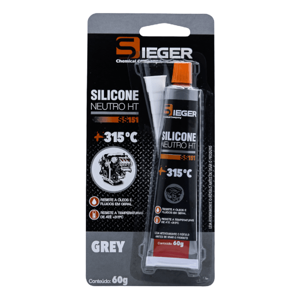 Cola Silicone Alta Temperatura Até 315°C Neutro HT Grey SS151 Sieger 60g