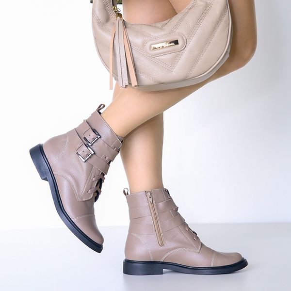 Bota Coturno Feminino Cinza