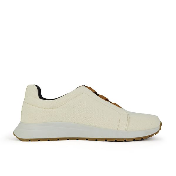 Tênis Masculino Lona Off White e Elástico Marrom