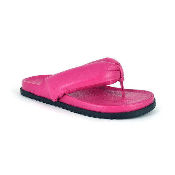 Chinelo Puffer Couro Pink