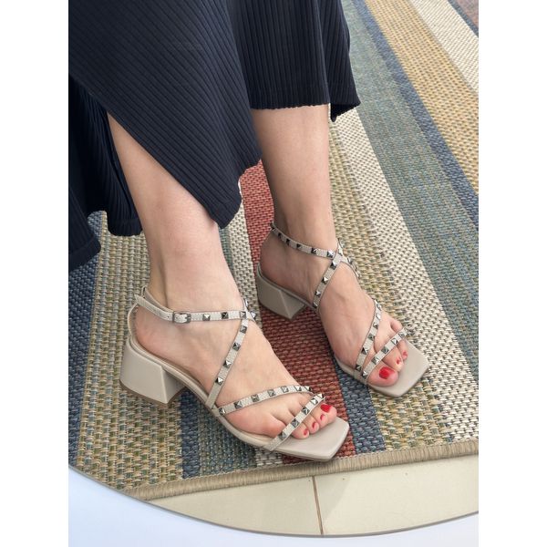 SAMIRA - SANDÁLIA FEMININA SALTO BLOCO 4CM AVEIA