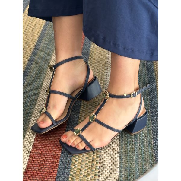 LILIAN - SANDALIA FEMININA SALTO BLOCO 5CM AZUL