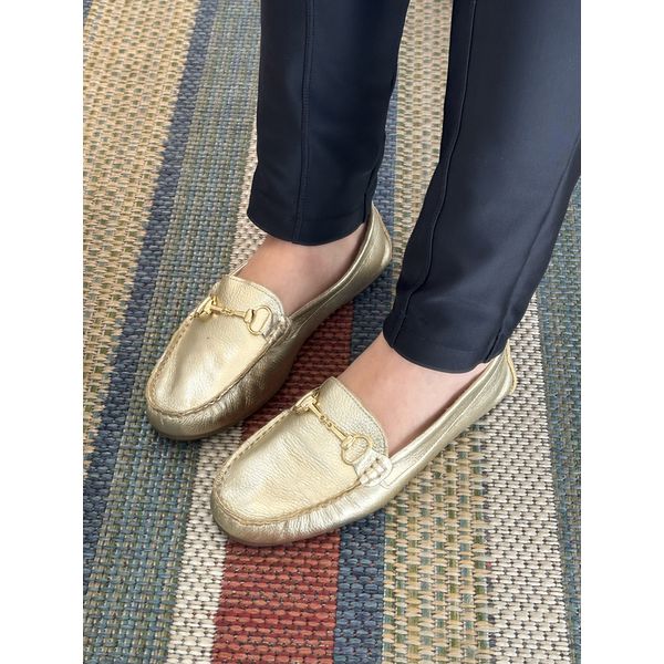 VIVI - MOCASSIM FEMININO COURO OURO LIGHT 