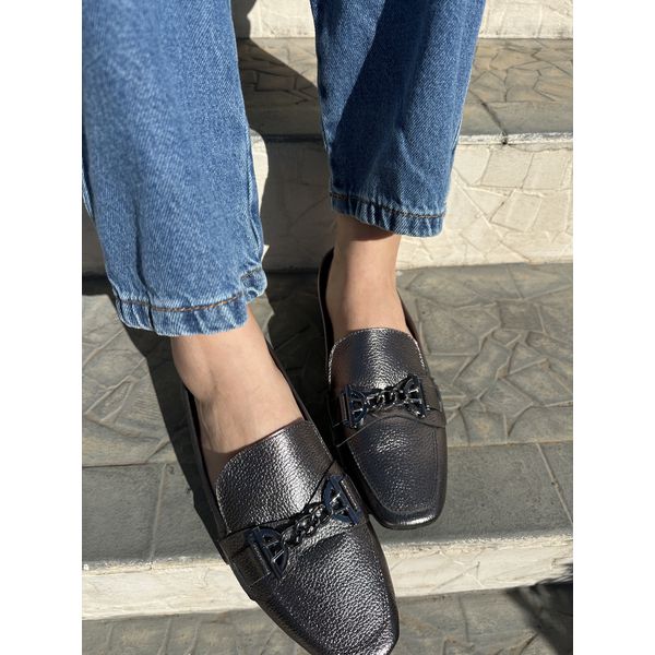 LARISSA - MOCASSIM FEMININO COURO ONIX