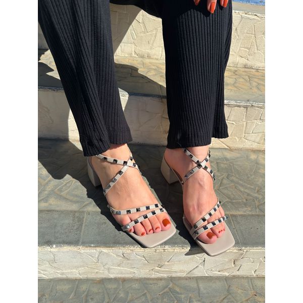 SAMIRA - SANDÁLIA FEMININA SALTO BLOCO 4CM AVEIA