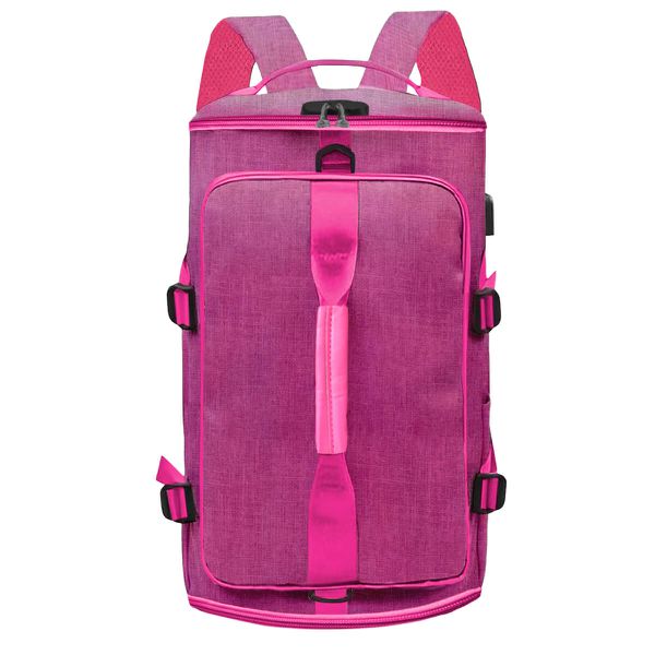 Mochila Bolsa Com Cabo USB Entradas de Carregar Celular e Notebook Rosa Pink