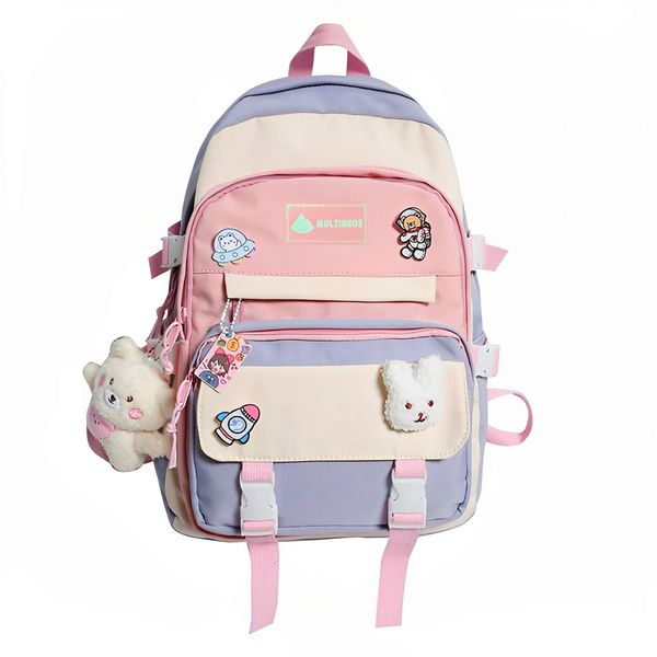 Mochila Média Estilo Infantil Juvenil Moderna Colorida Cinza