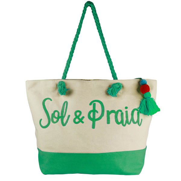  Bolsa Grande Sacola Reforçada de Ombro Verão Mar Moda Praia Resistente Verde