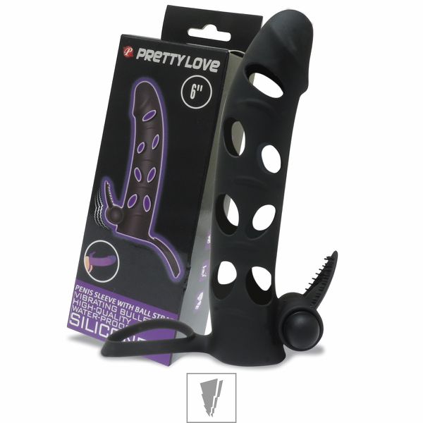 *Capa Peniana Com Anel Escrotal e Vibro 16cm SI (1202) - Preto