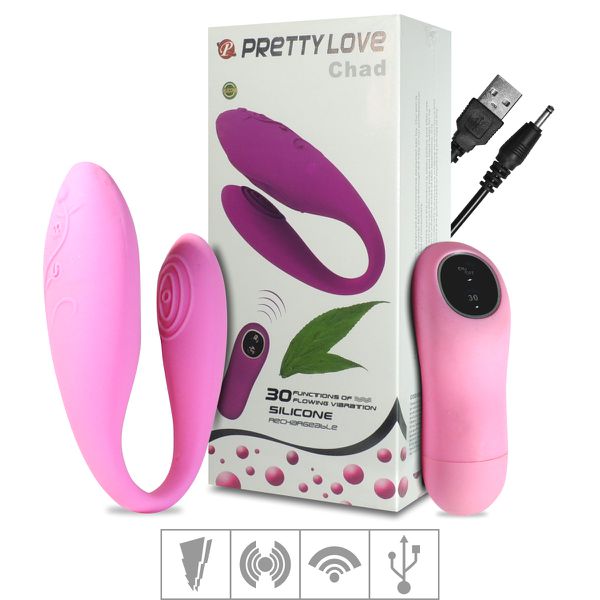 *Vibrador Para Casal Recarregável Chad Duplo SI (5228-ST303) - Rosa